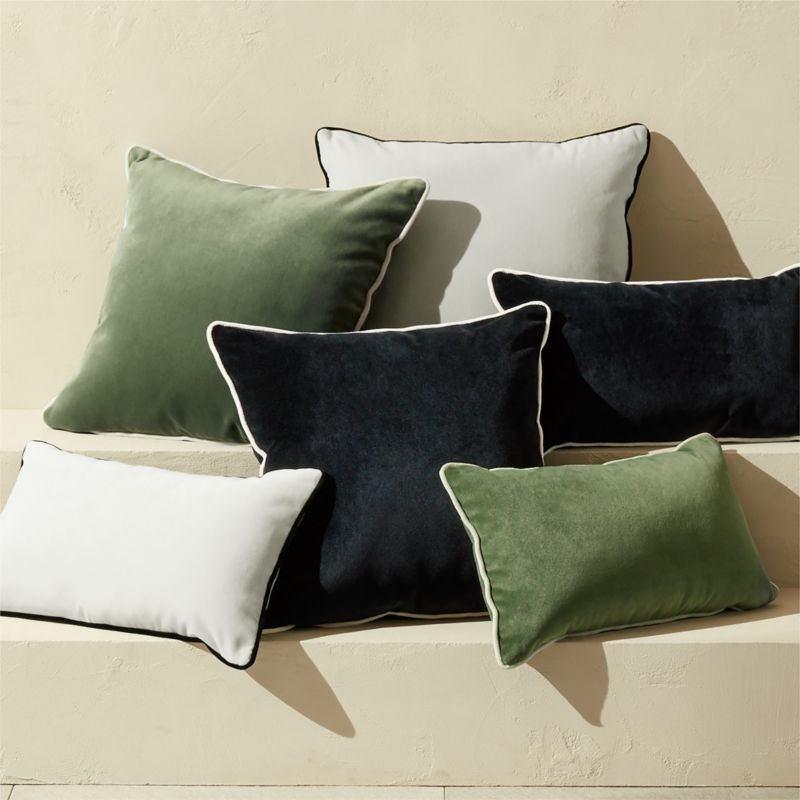 Bronte White Velvet Outdoor Throw Pillow 20"x20" - Image 2