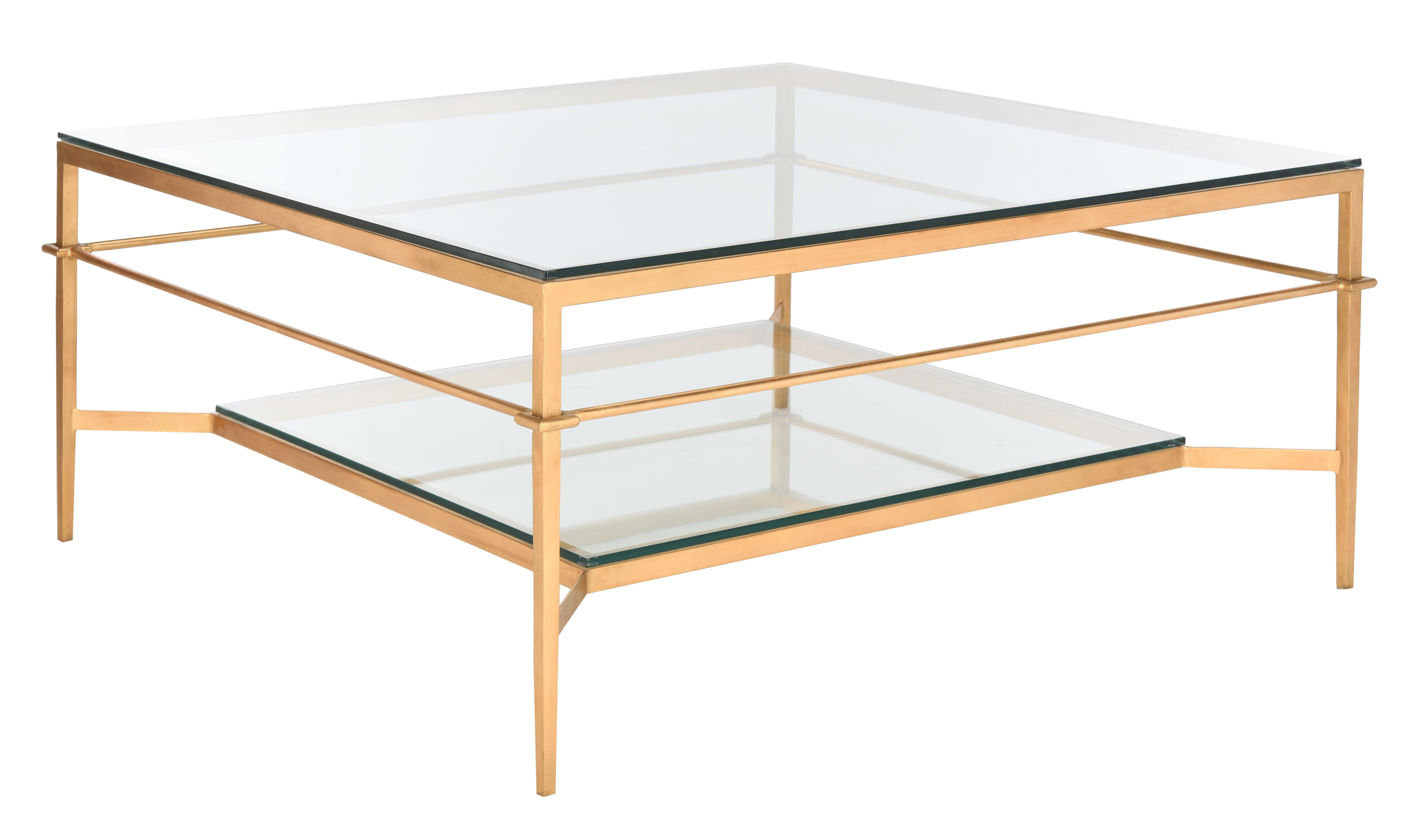 Mieka Glass Cocktail Table - Gold - Safavieh - Image 1