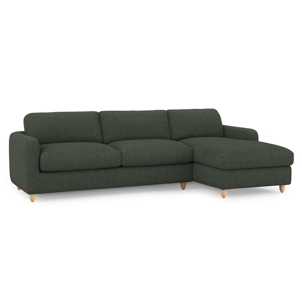 Vati 114" Right Storage Sleeper Sectional - Natural Oak and Green Wool Bouclé - Image 1