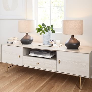 Modernist Wood + Lacquer Media Console, Winterwood, 80" - Image 3