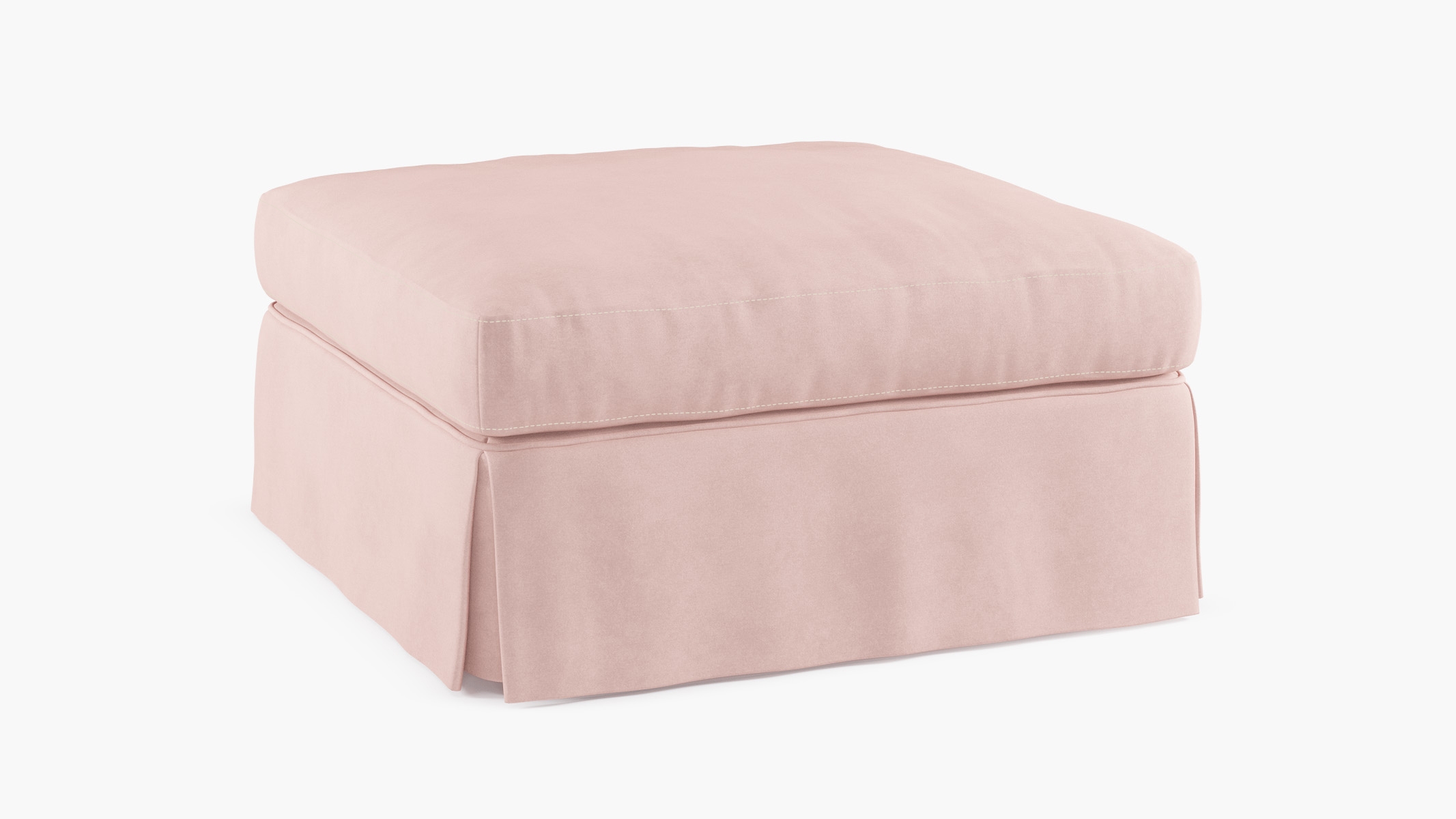 Skirted Cocktail Ottoman, Blush Classic Velvet - Image 1