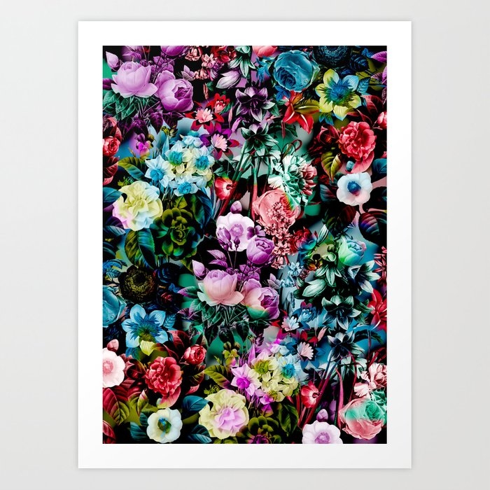 Multicolor Floral Pattern Art Print by Burcu Korkmazyurek - X-Small - Image 0