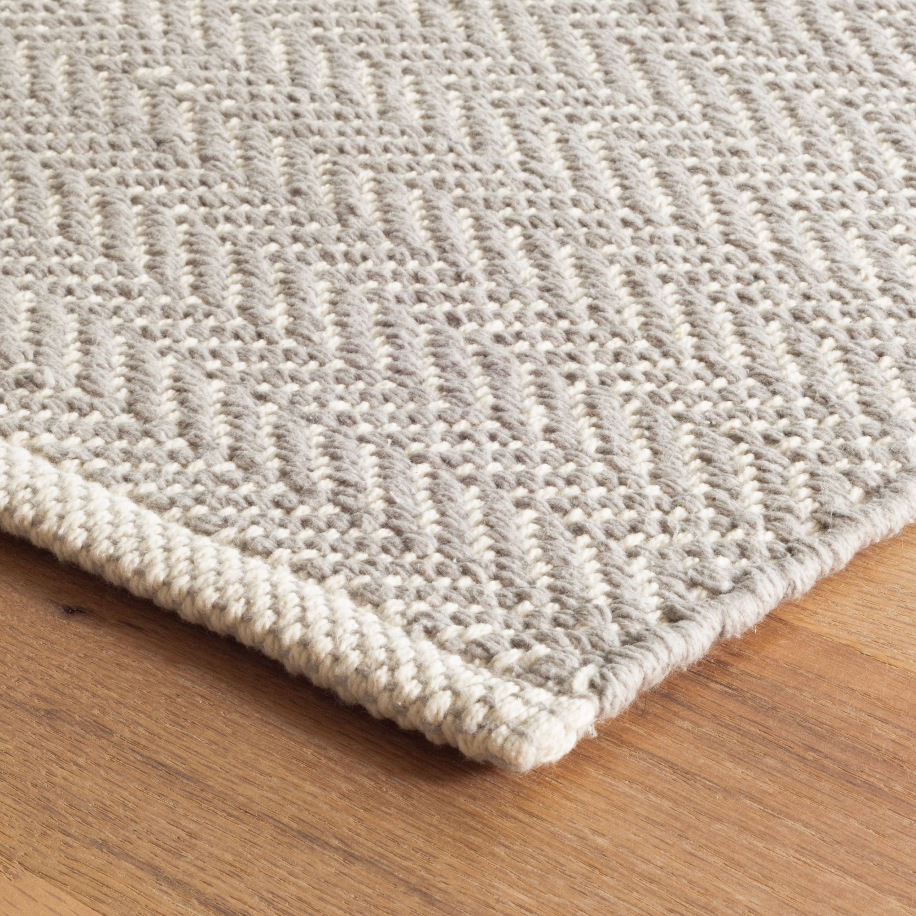 Herringbone Dove Grey Handwoven Cotton Rug - Image 2