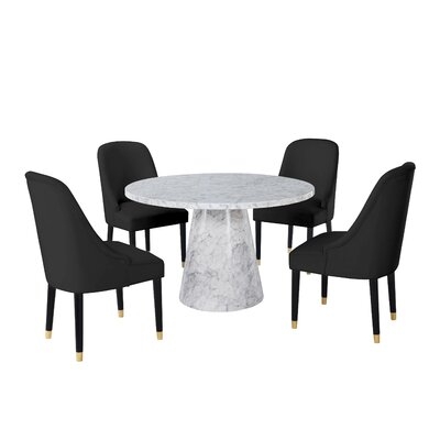 5 Pieces Round Marble Dining Set - Image 0