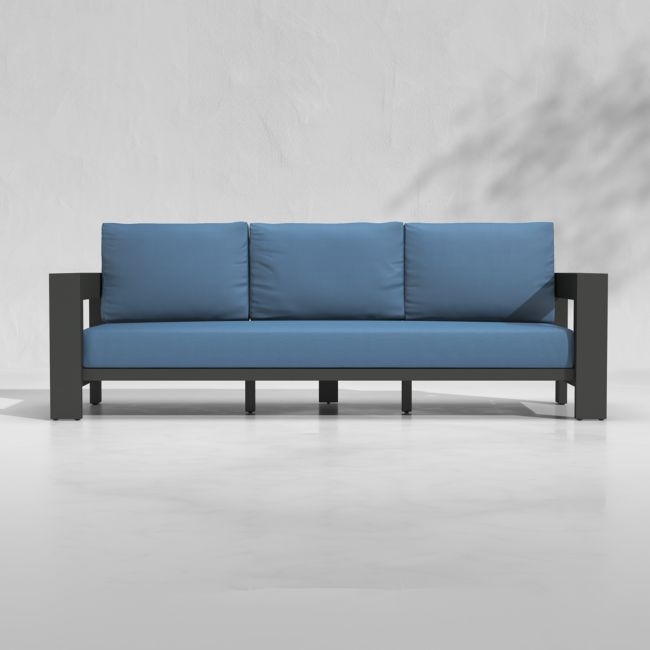 Walker Outdoor Metal Sofa with Sapphire Sunbrella ® Cushions - Image 0