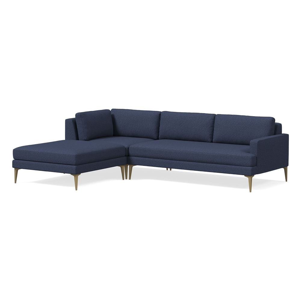 Andes 105" Left Multi Seat 3-Piece Ottoman Sectional, Standard Depth, Deco Weave, Midnight, BB - Image 0