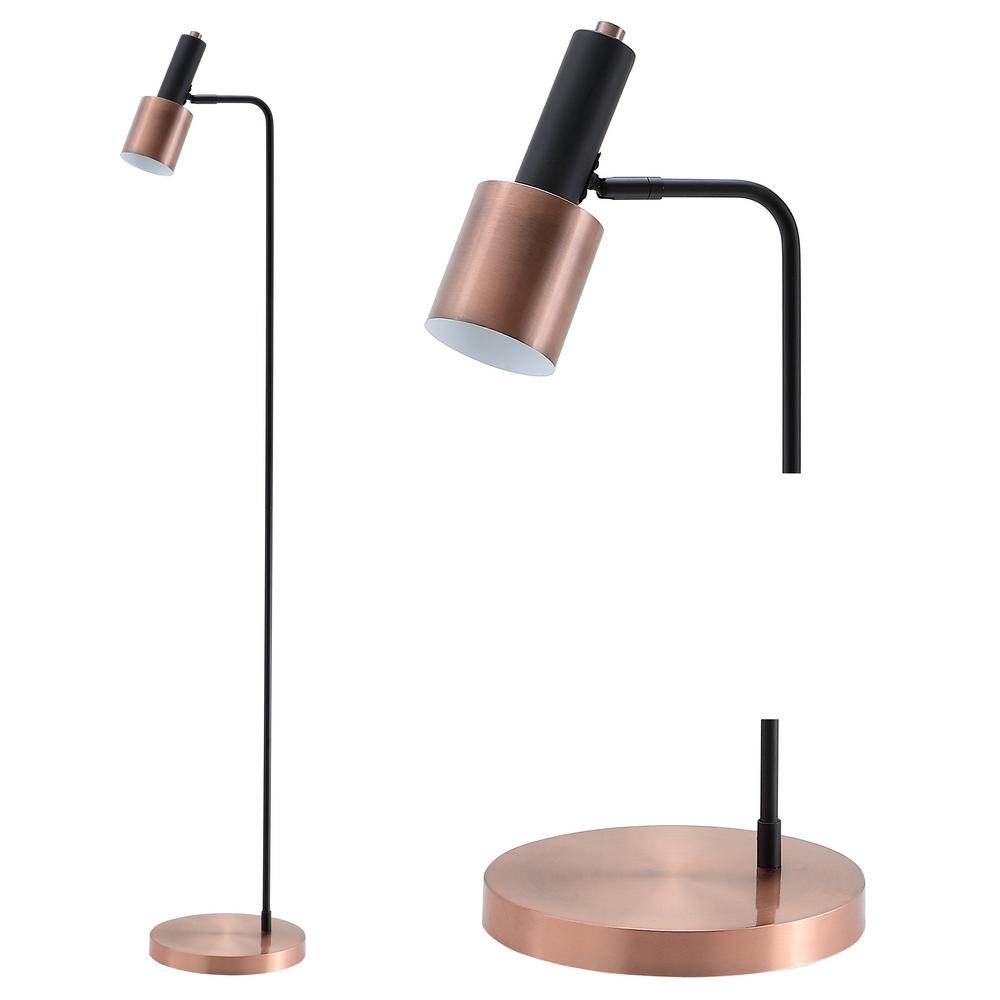JONATHAN Y Brady 59.50 in. Metal LED Task Floor Lamp, Copper/Black - Image 0
