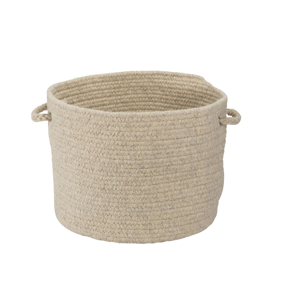 Natural Wool Basket, Light Gray, Medium, 16"D x 12"H - Image 0