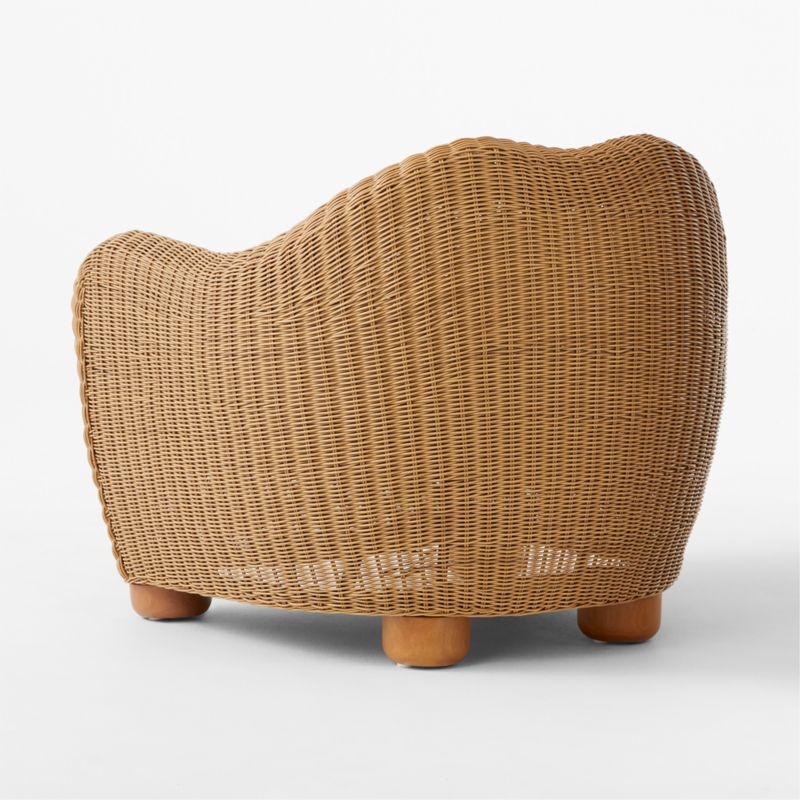 Bacio Light Brown All-Weather Rattan Outdoor Lounge Chair with White Sunbrella® Cushions - Image 5