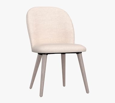 Brea Upholstered Dining Side Chair, Black Leg, Performance Brushed Basketweave Slate - Image 3