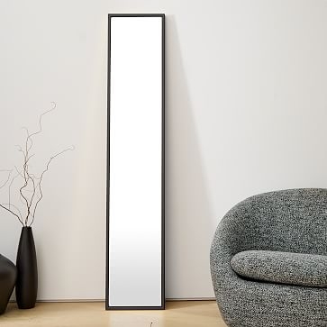 Metal Framed Narrow Floor Mirror, Brushed Nickel, 14"Wx72"H - Image 1