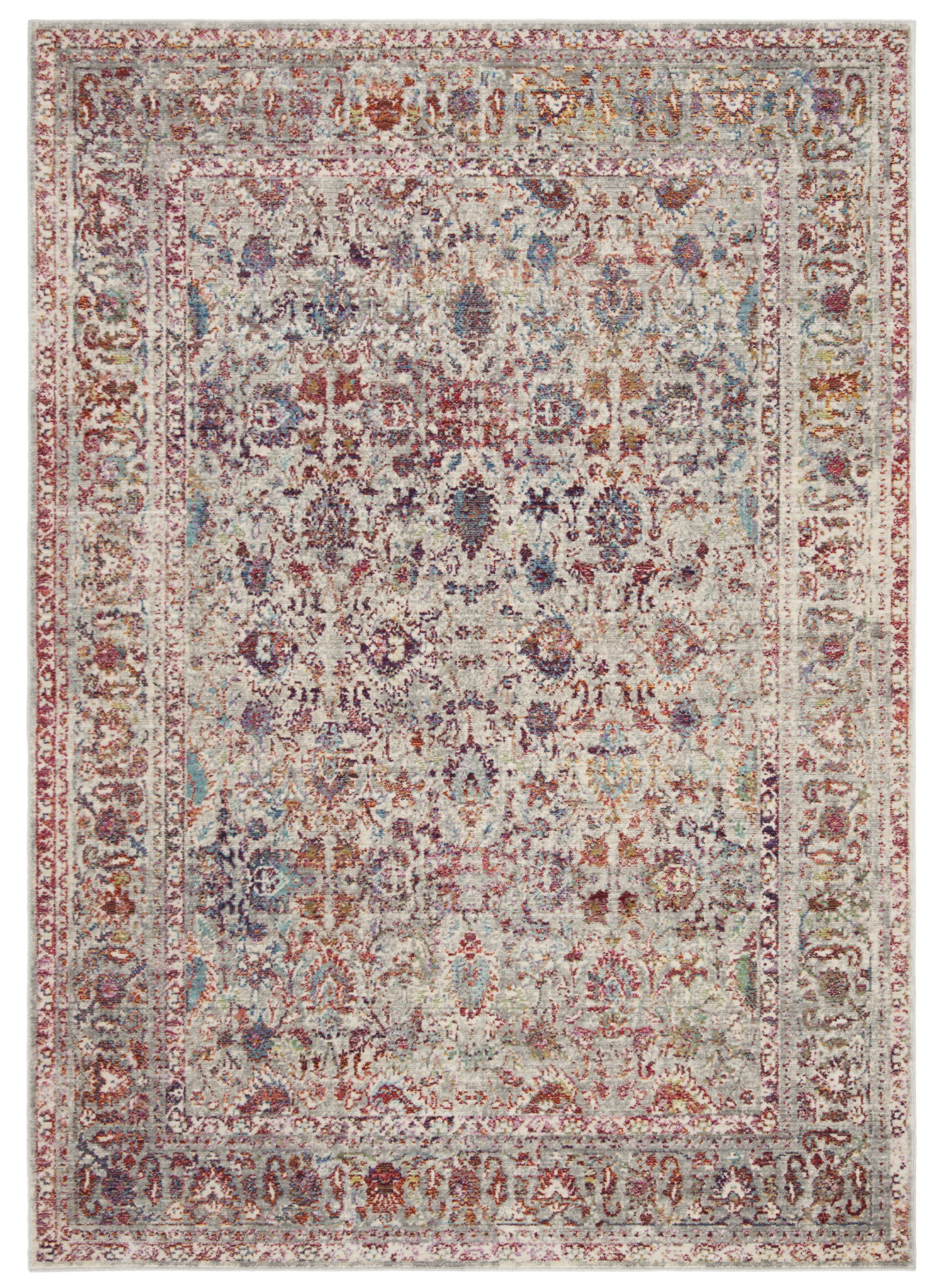 Arlo Home Woven Area Rug, VAL168Q, Grey/Red,  4' X 5' 7" - Image 0