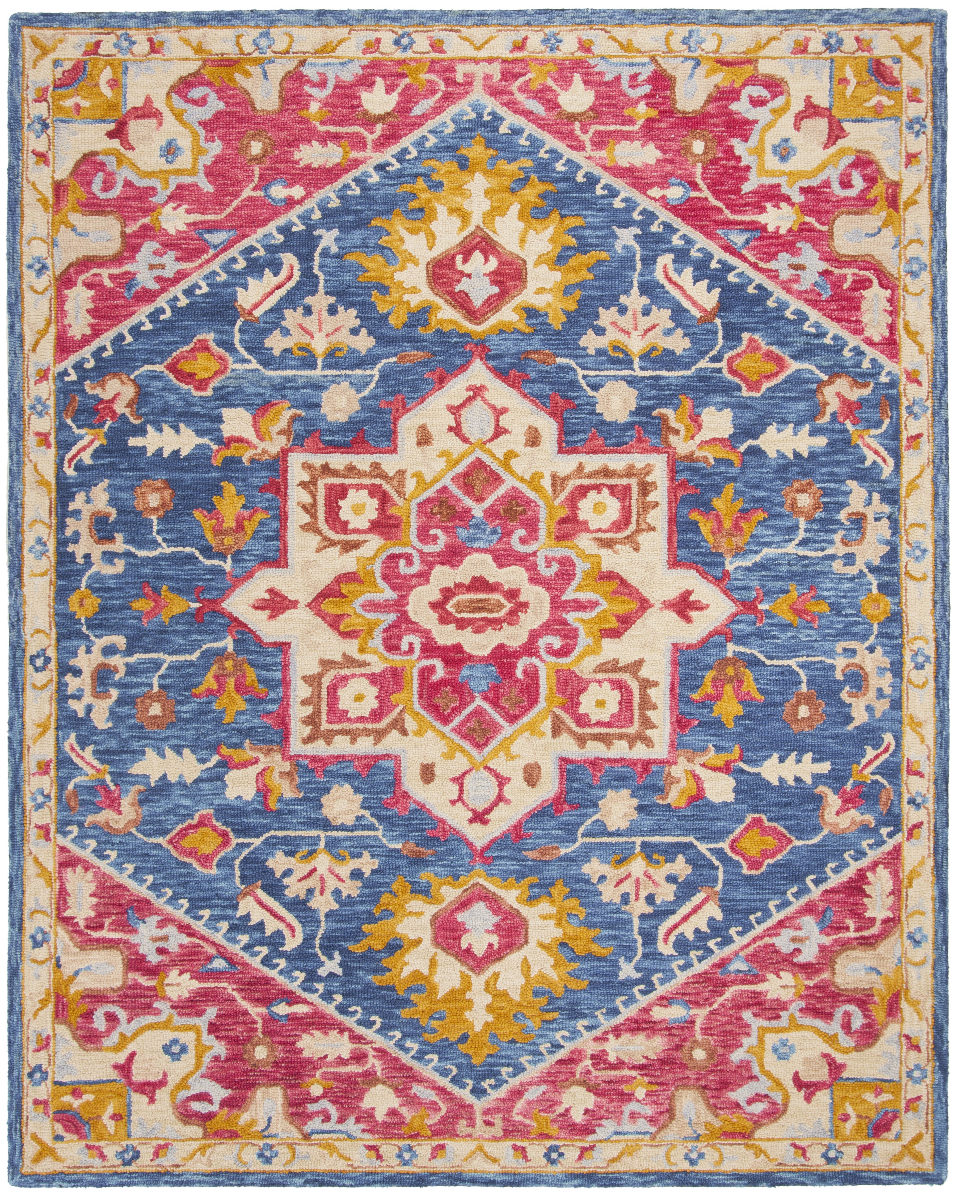 Arlo Home Hand Tufted Area Rug, APN513N, Navy/Fuchsia,  8' X 10' - Image 0