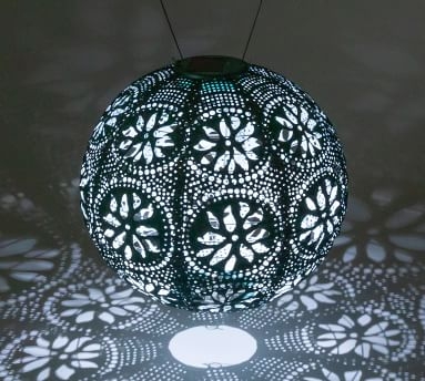 Soji Stella Boho Globe Solar Outdoor Lantern, Mineral Green, 12" - Image 4