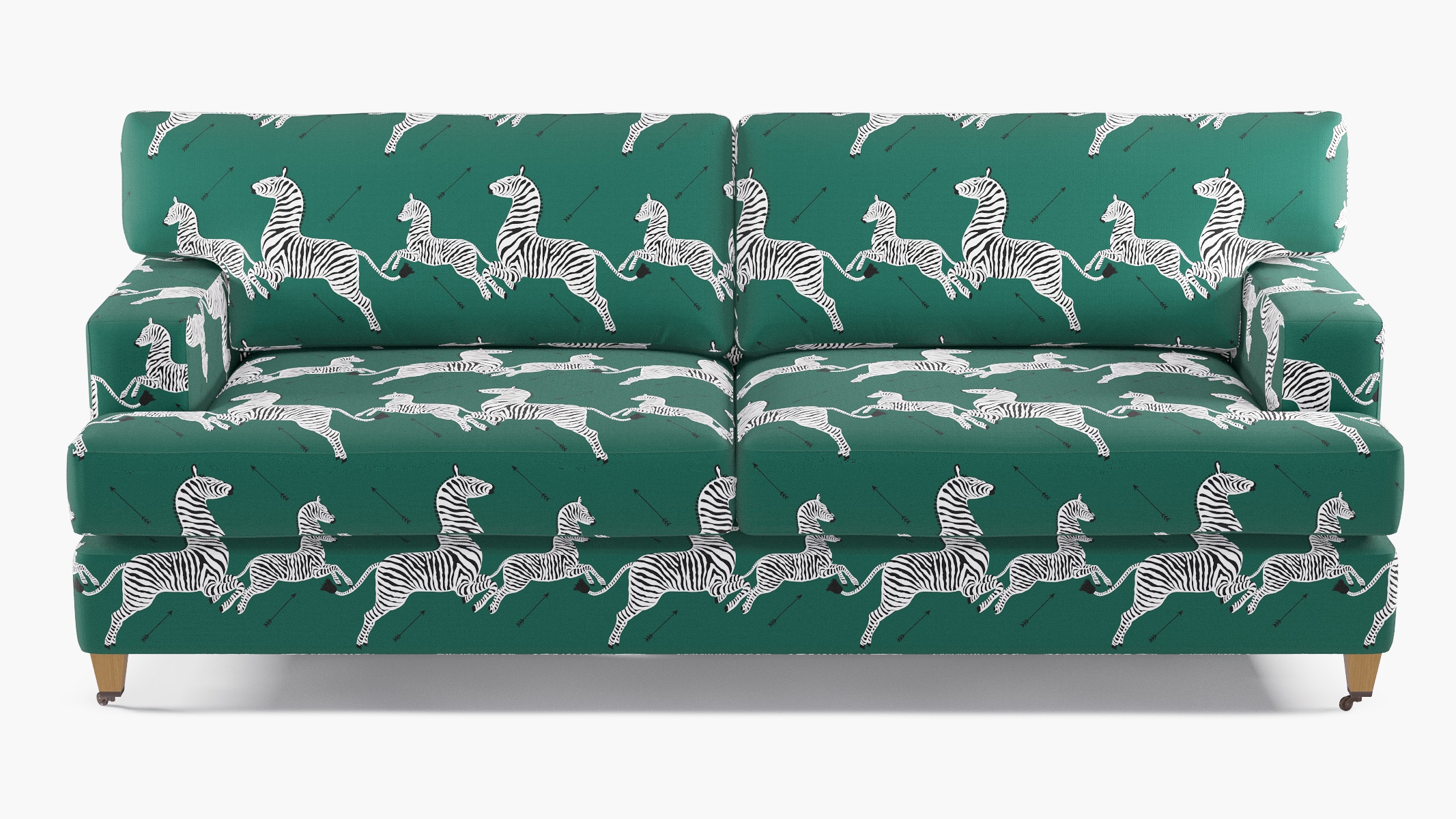 Classic Sofa, Emerald Zebra, Natural with Antique Brass Caster - Image 0