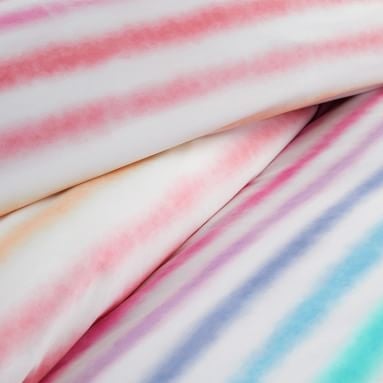Rainbow Stripe Organic Duvet Cover, Full/Queen, Multi - Image 1