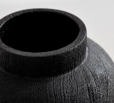 Burned Wooden Vase, Black, Large - Image 2