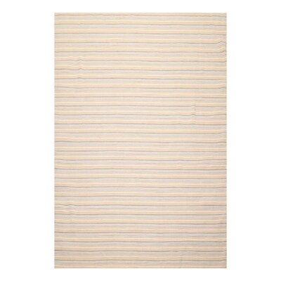 Latitude Run® 6'8''X9'11'' Hand Knotted Wool Designer Stripes Oriental Area Rug Beige, Taupe Color - Image 0