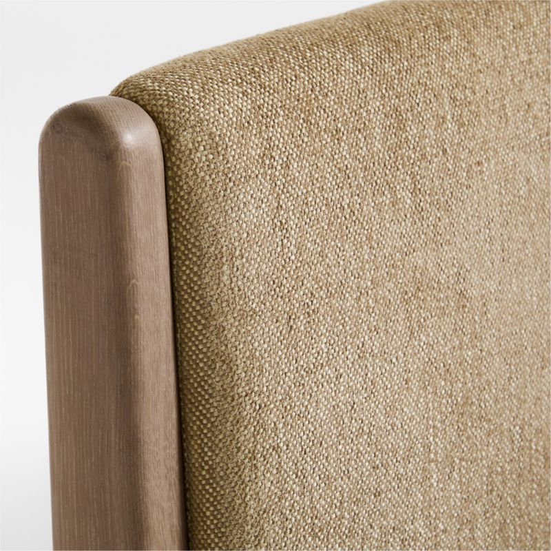 Alrik Brown Oak Wood Upholstered Queen Bed - Image 1