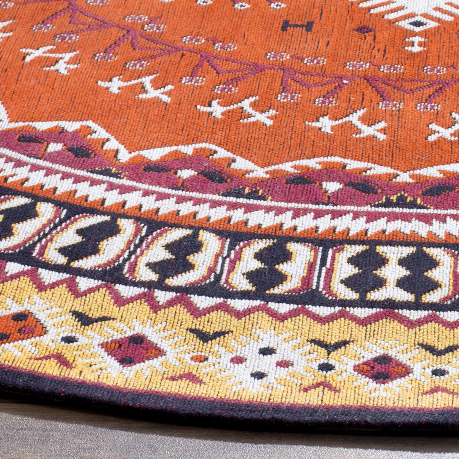 Arlo Home Woven Area Rug, CLV511D, Orange/Gold,  6' X 6' Round - Image 2