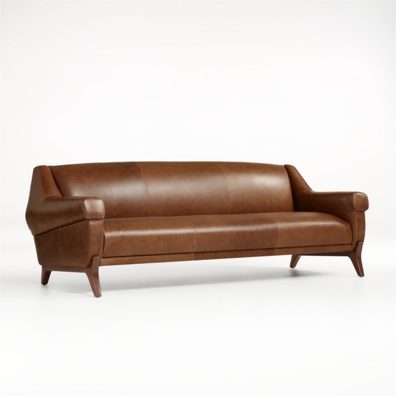 Jesper 84" Mid-Century Leather Sofa - Image 1
