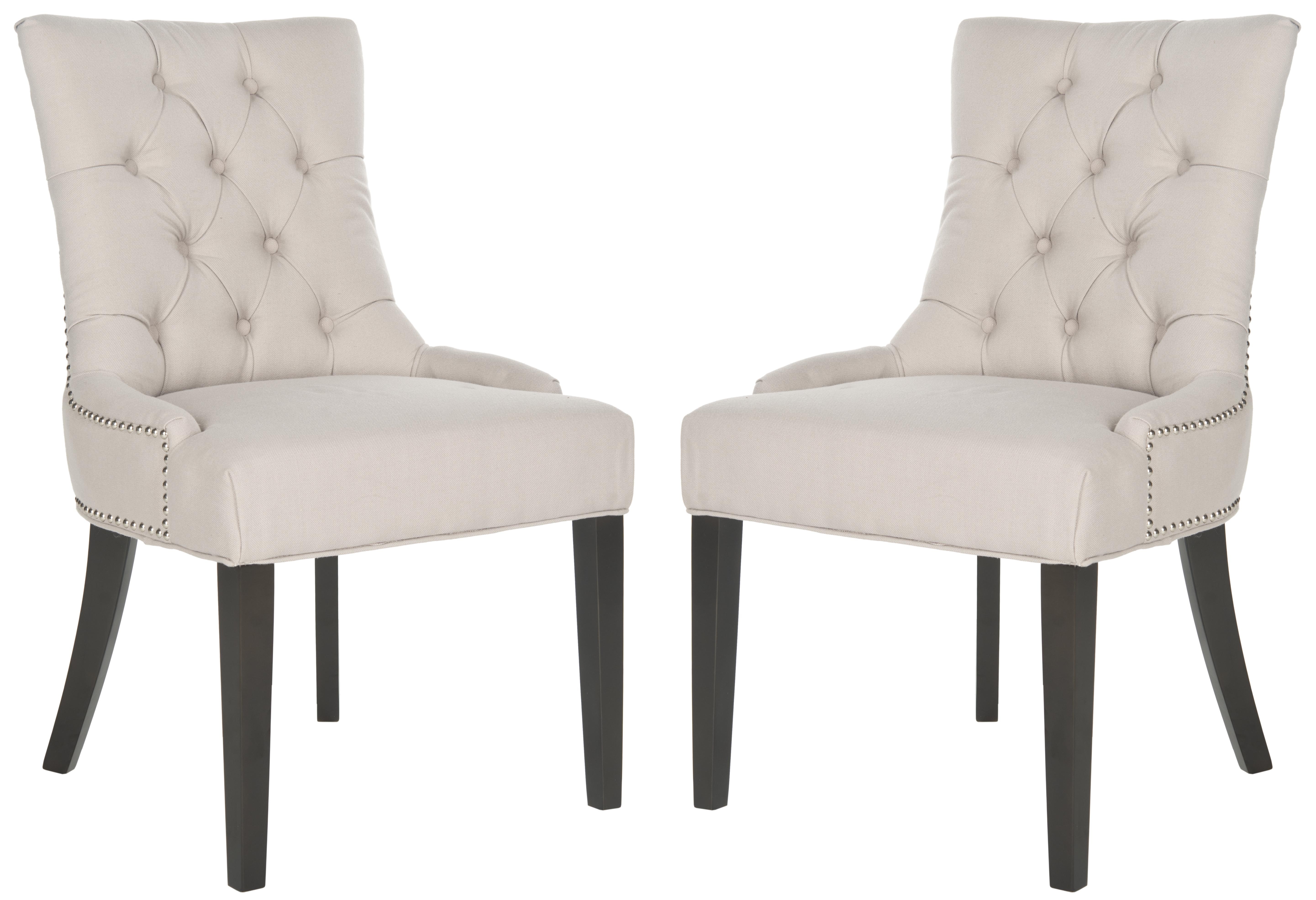 Harlow 19''H Tufted Ring Chair (Set Of 2) - Silver Nail Heads - Taupe/Espresso - Safavieh - Image 0