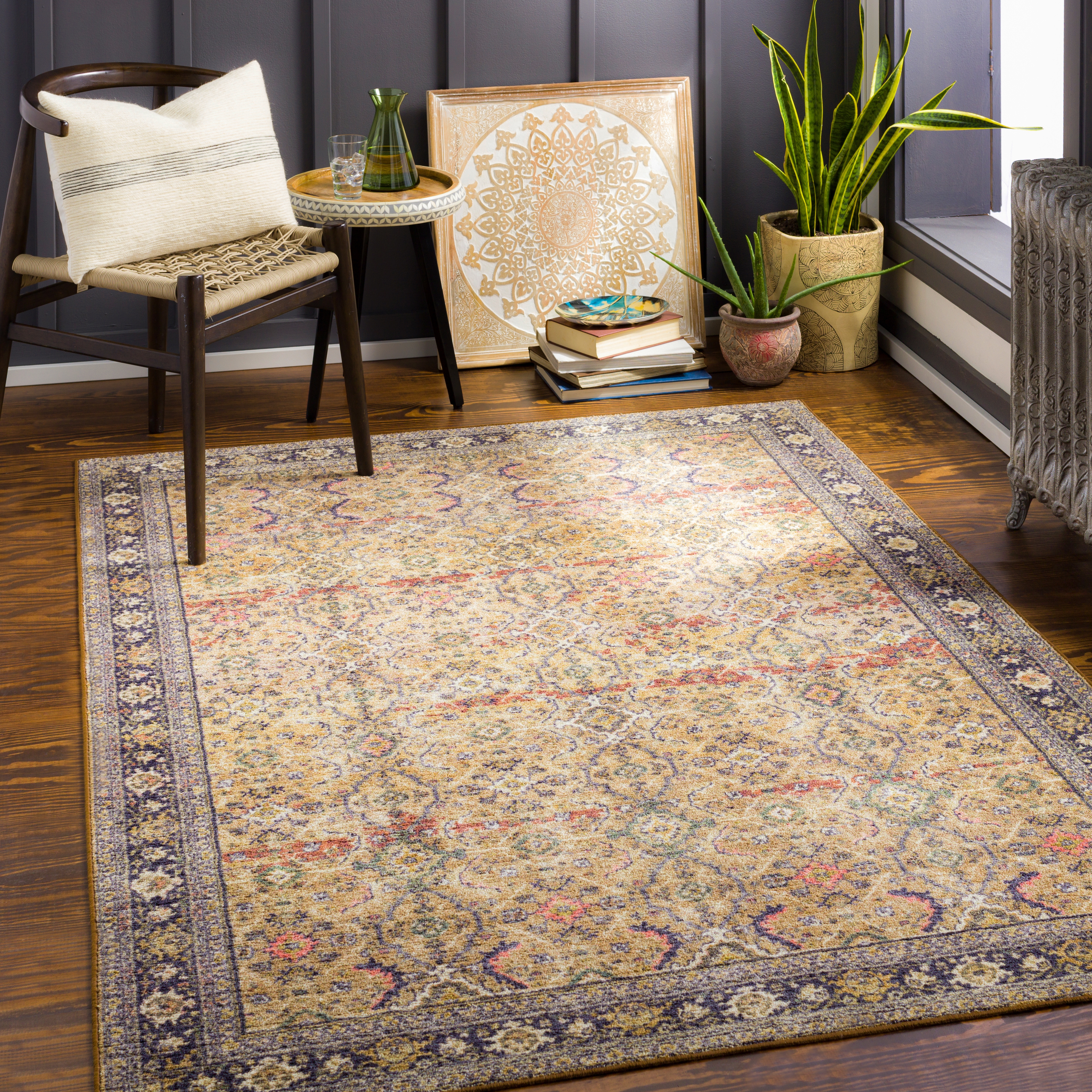 Leicester Brown Indoor 8'10" x 11'10" Machine Woven Rug - Image 1