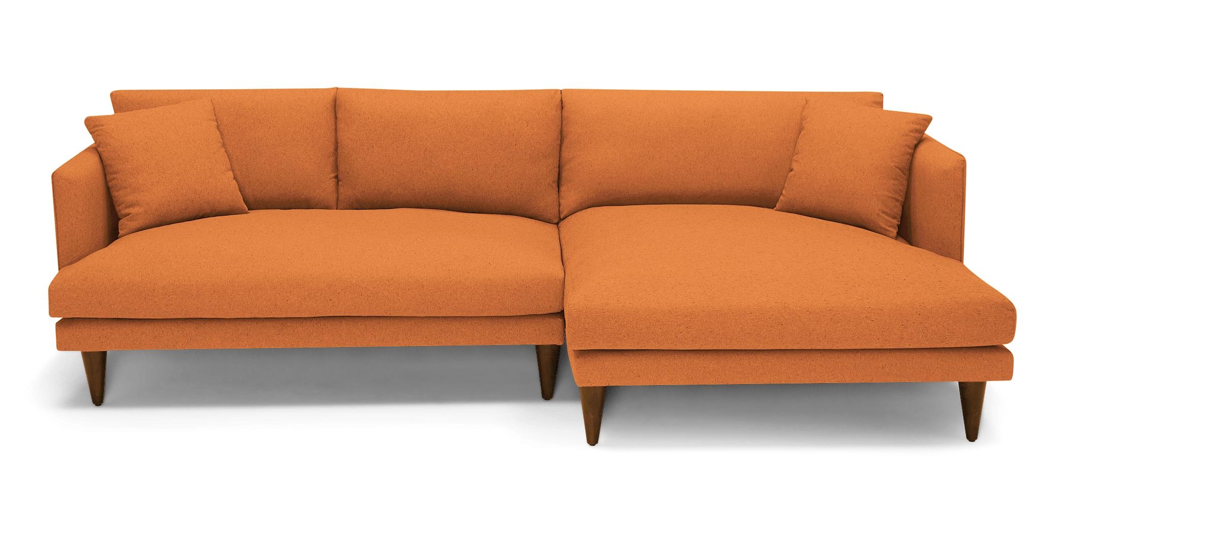 Orange Lewis Mid Century Modern Sectional - Vibe Sunkist - Mocha - Right - Cone - Image 0