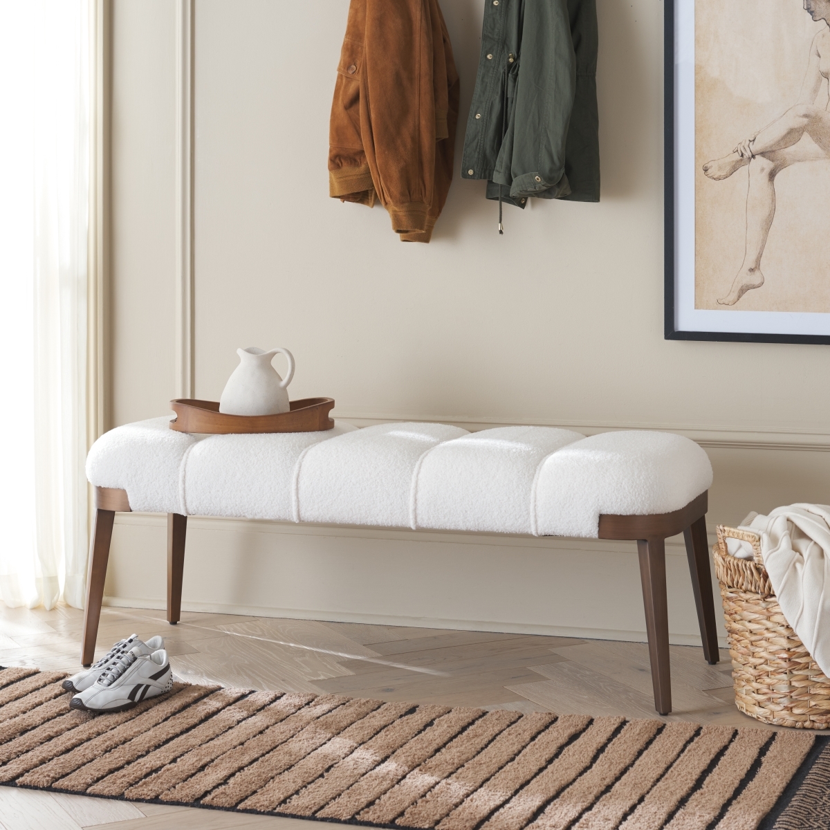 Maila Bench - Off White / Copper - Safavieh - Image 1
