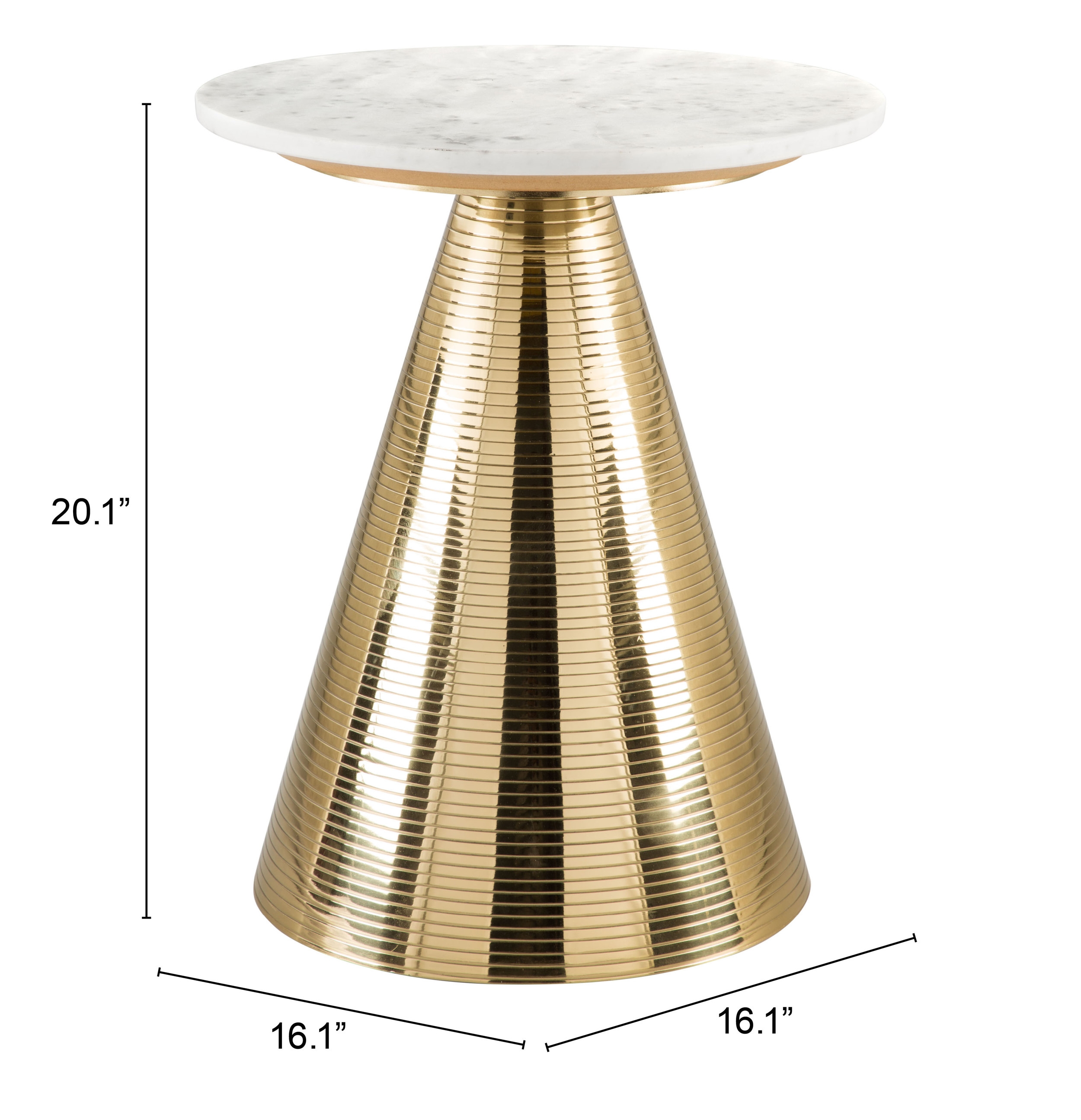 Pure Side Table, White & Gold - Image 1