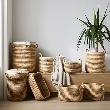 Woven Seagrass Basket, Small Hamper, Natural - Image 1