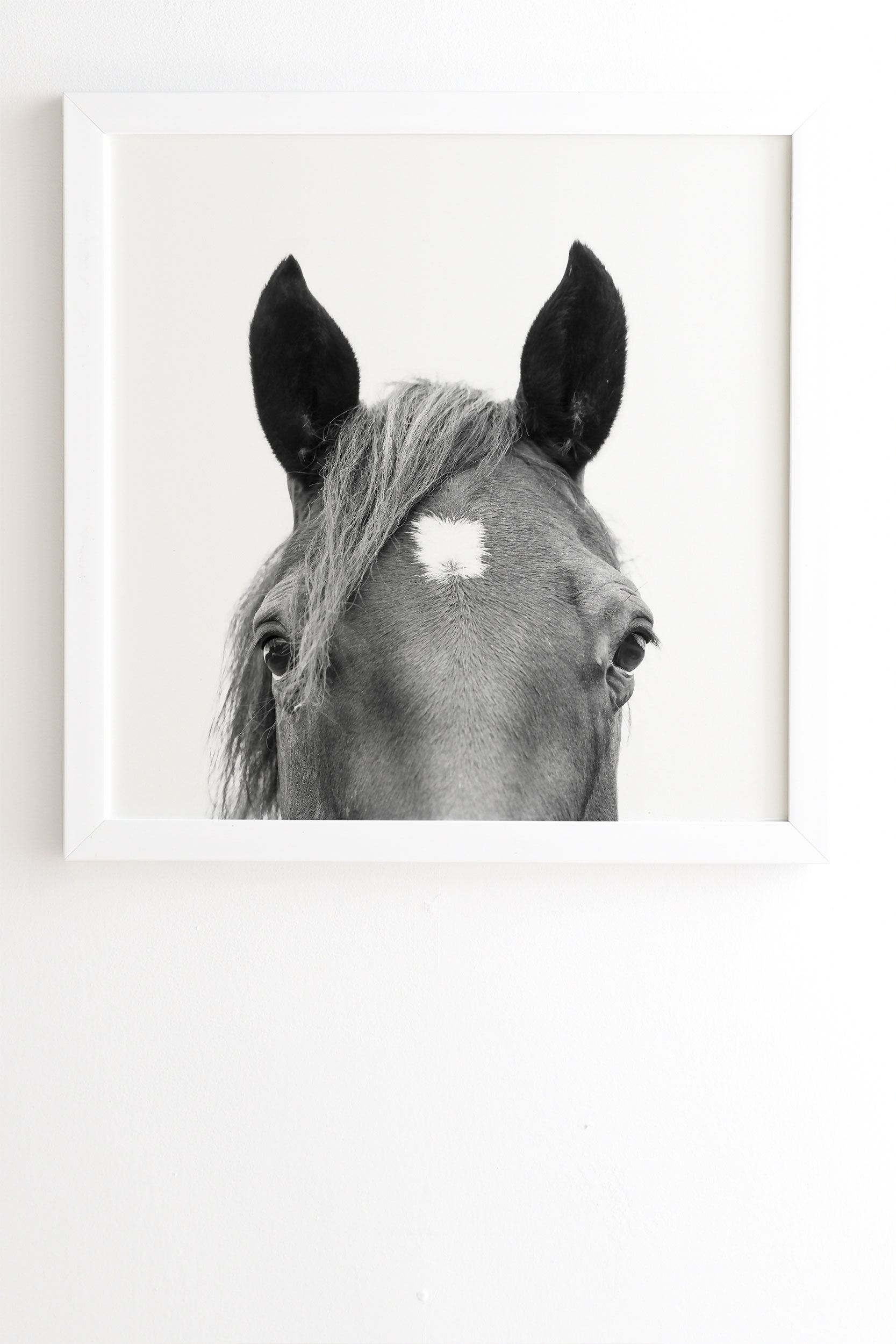 Peeking Horse by Sisi and Seb - Framed Wall Art Basic White 20" x 20" - Image 0