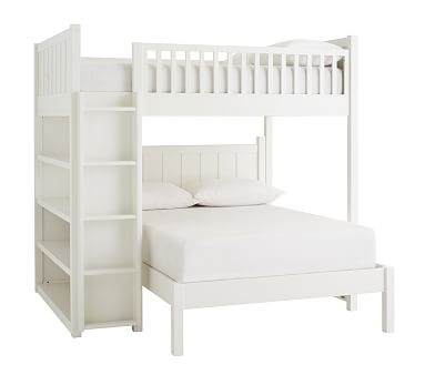 Camp Loft & Lower Bed Set, Full Low Footboard, Simply White - Image 0