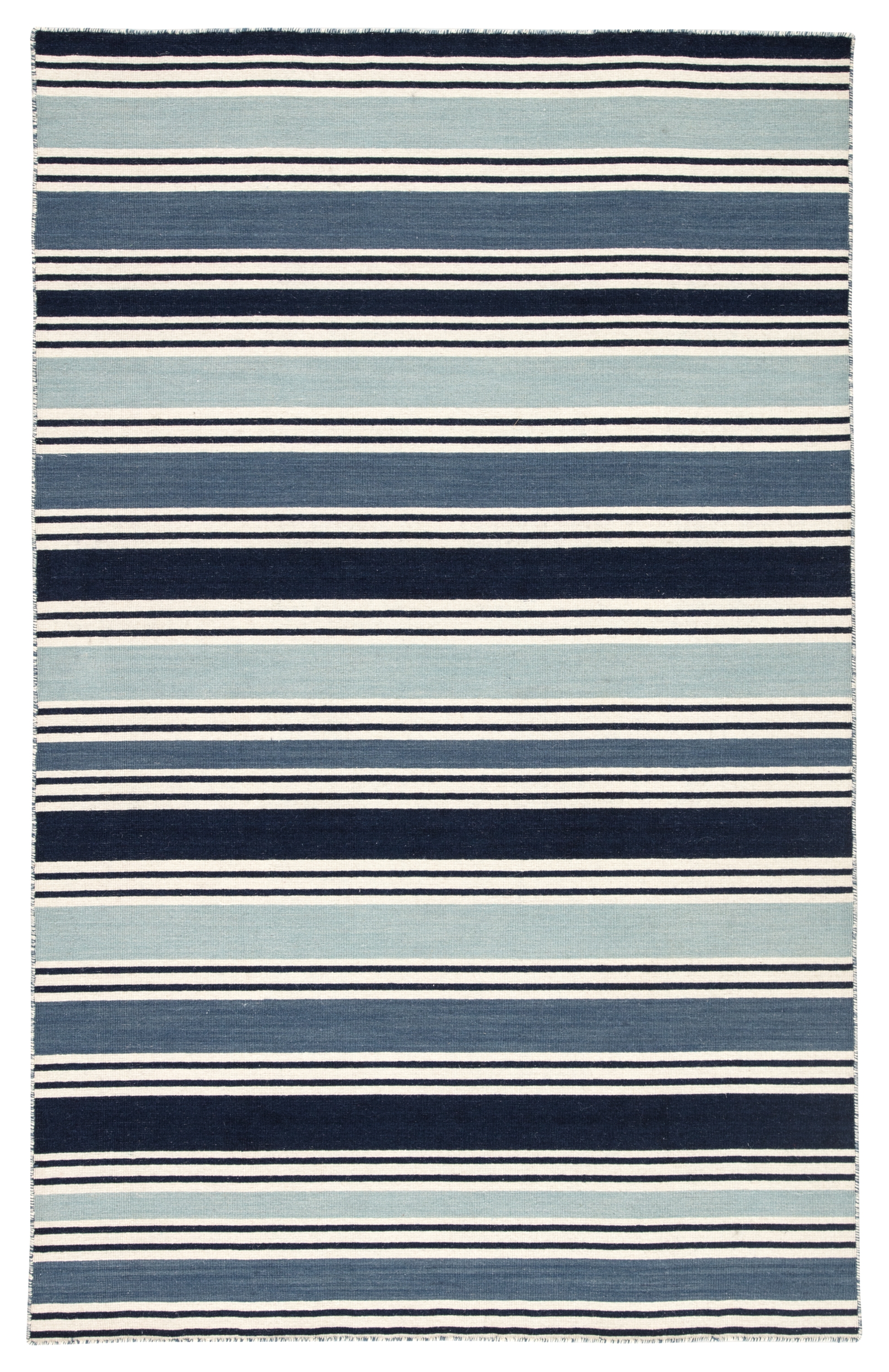 Salada Handmade Stripe Blue/ White Area Rug (6'X9') - Image 0