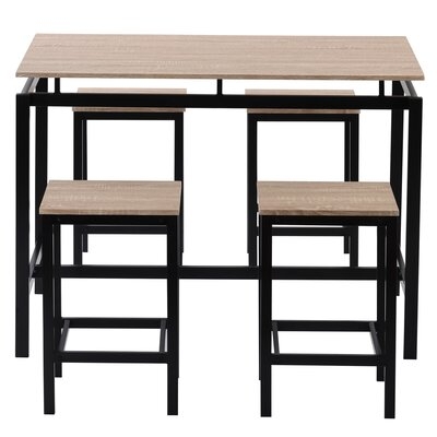 5-Piece Kitchen Counter Height Table Set, Industrial Dining Table With 4 Chairs - Image 0