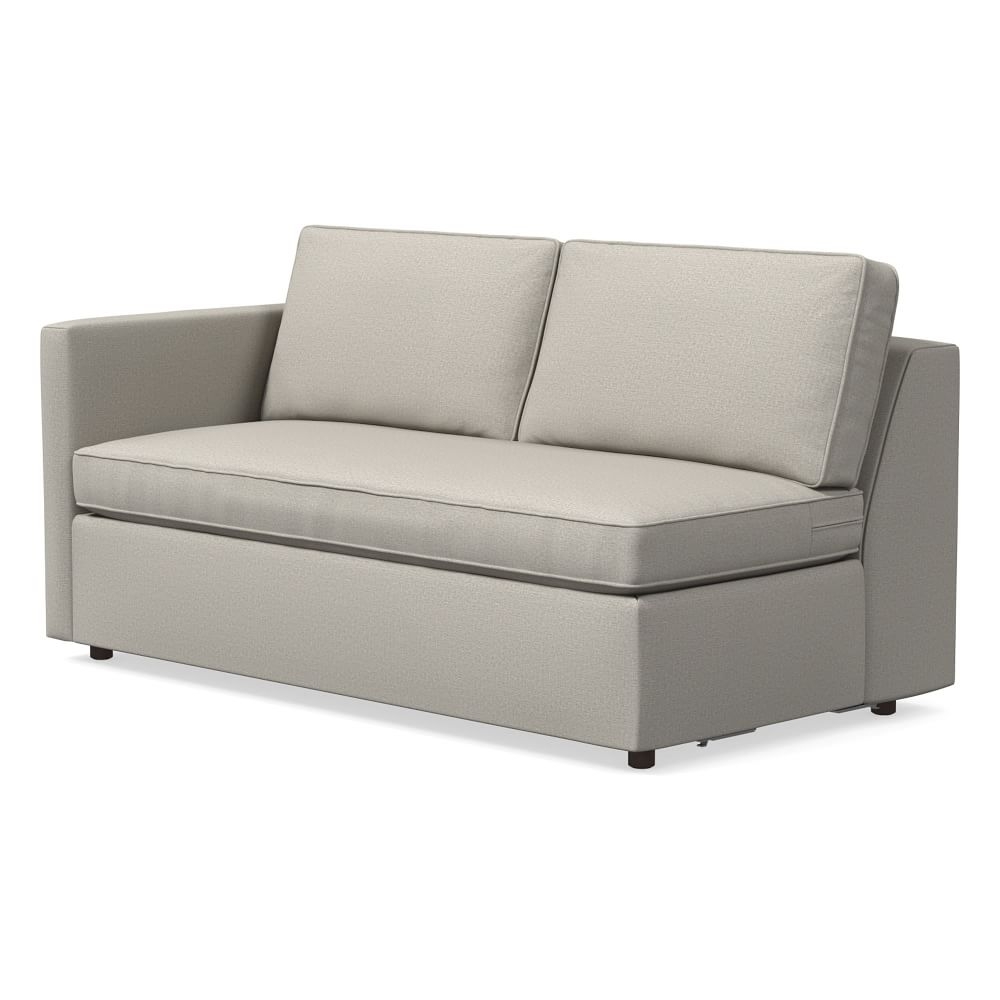 Harris Petite Left Arm 65" Sofa Bench, Poly, Performance Basket Slub, Pearl Gray, Concealed Supports - Image 0