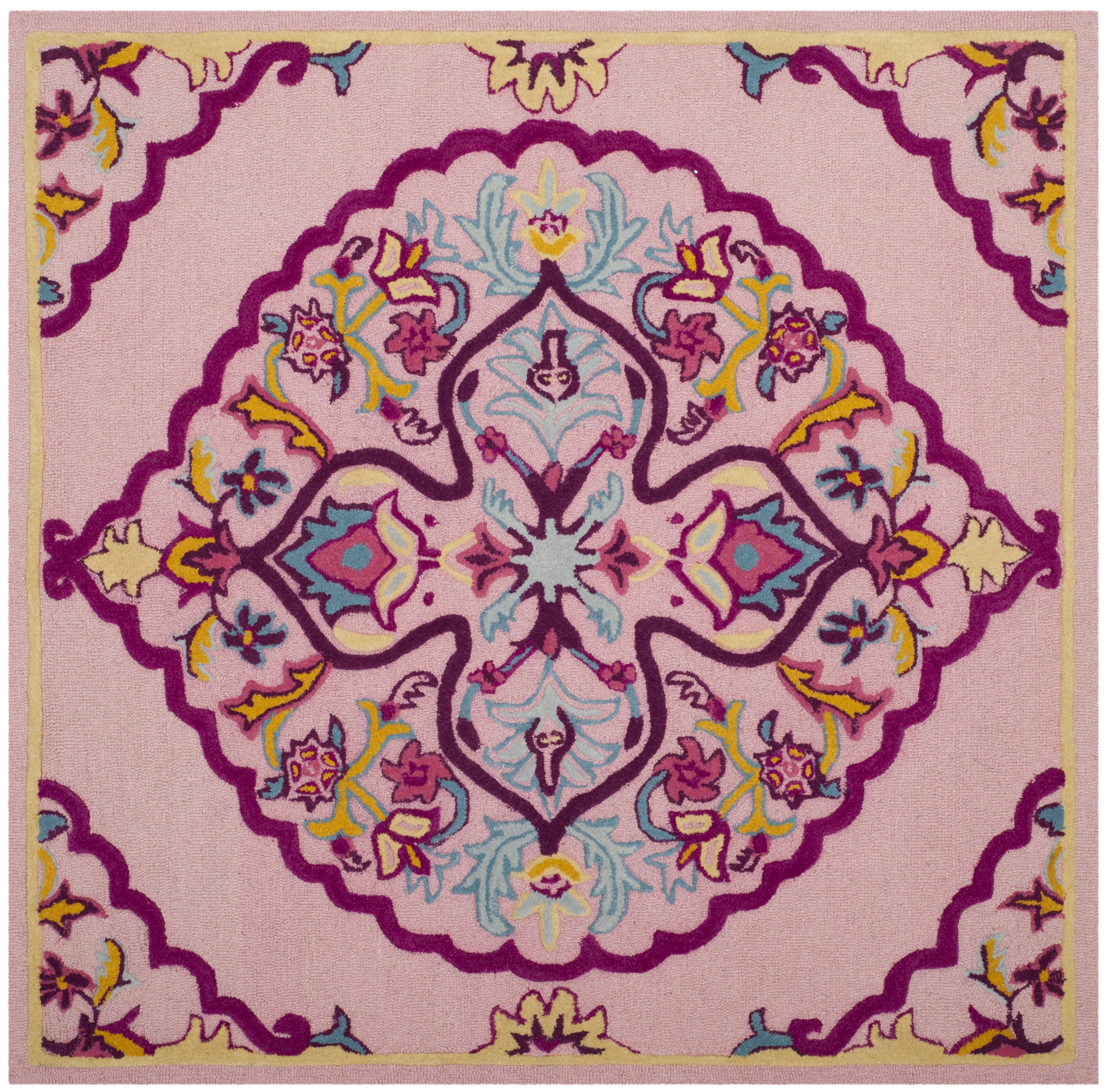 Arlo Home Hand Tufted Area Rug, BLG605A, Pink/Multi,  5' X 5' Square - Image 0