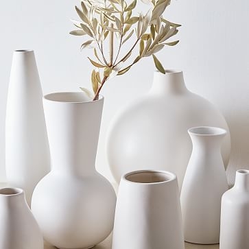 Pure White Ceramic Bottle 9"H - Image 1