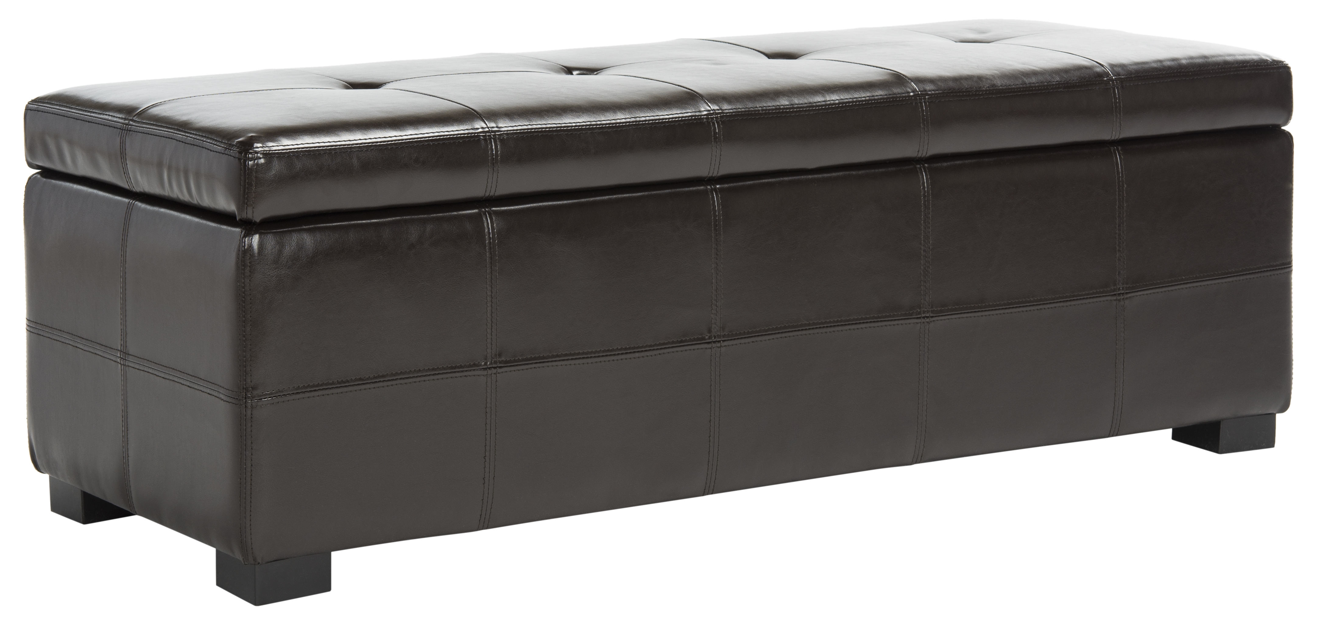 Maiden Tufted Storage Bench Lg - Brown/Black - Safavieh - Image 1