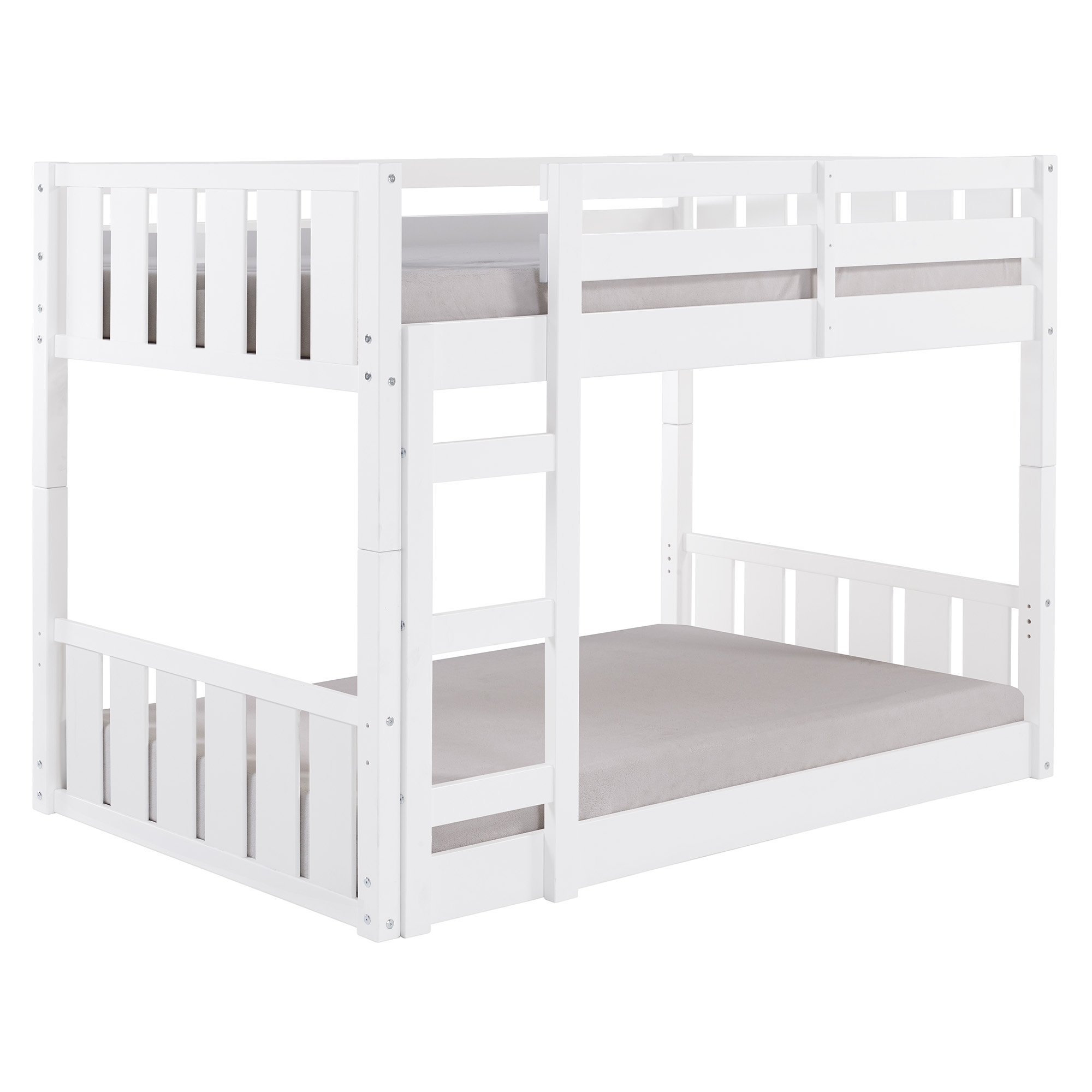 Traditional Twin over Twin Solid Wood Stackable Slat Bunk Bed – White - Image 3
