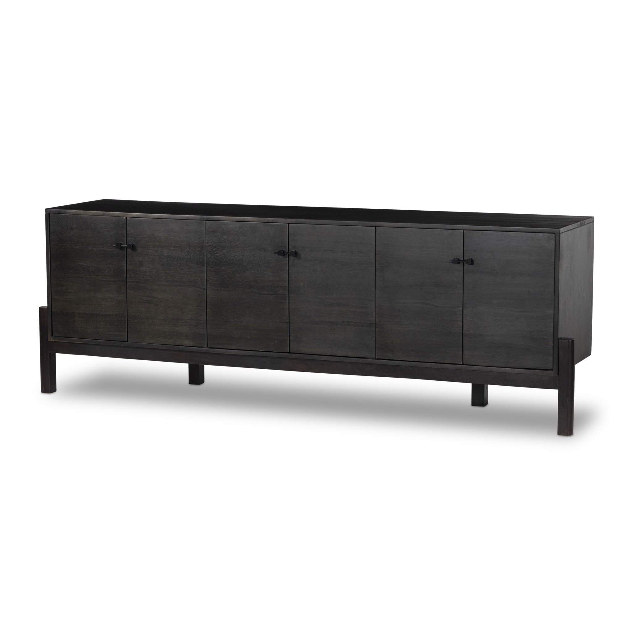 Reza Media Console - Worn Black Parawood - Image 0