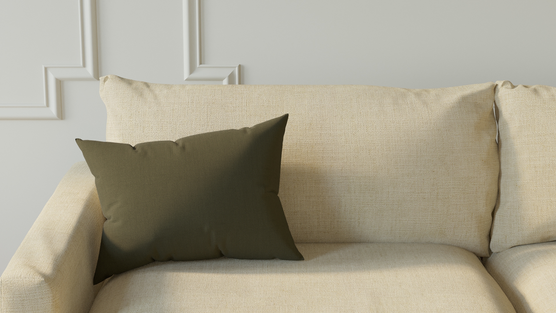 Olive Linen Throw Pillow - 14" x 20" - Image 2