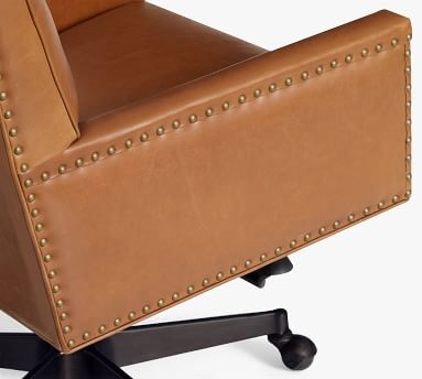 Tyler Leather Swivel Desk Chair, Bronze Base, Vintage Caramel (Made to Order) - Image 1