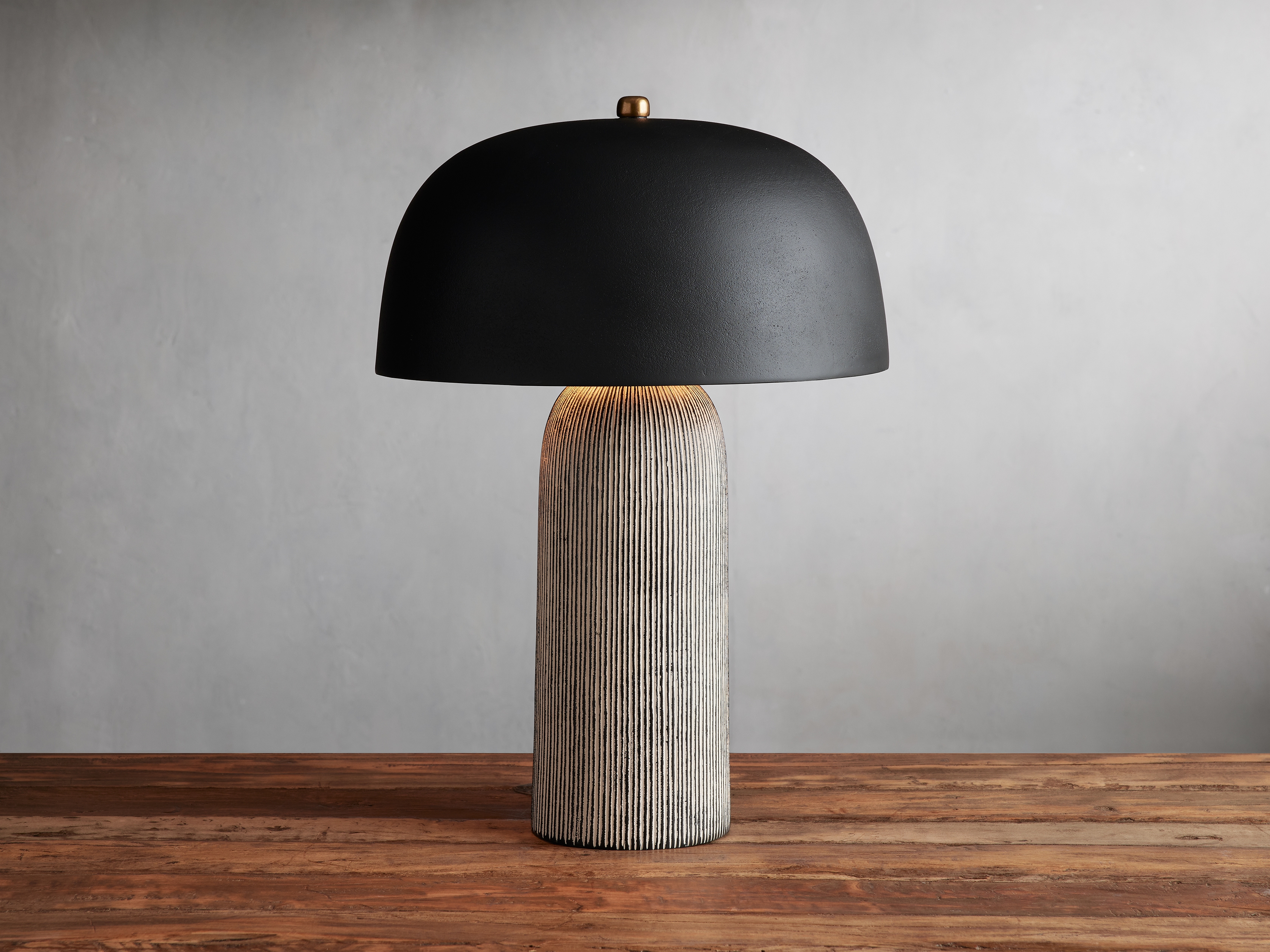 Ira Striped Table Lamp in Metal Black - Image 0
