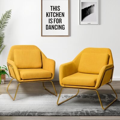 Dundrod Accent Chair With Gold Metal Base Set Of 2 - Image 0