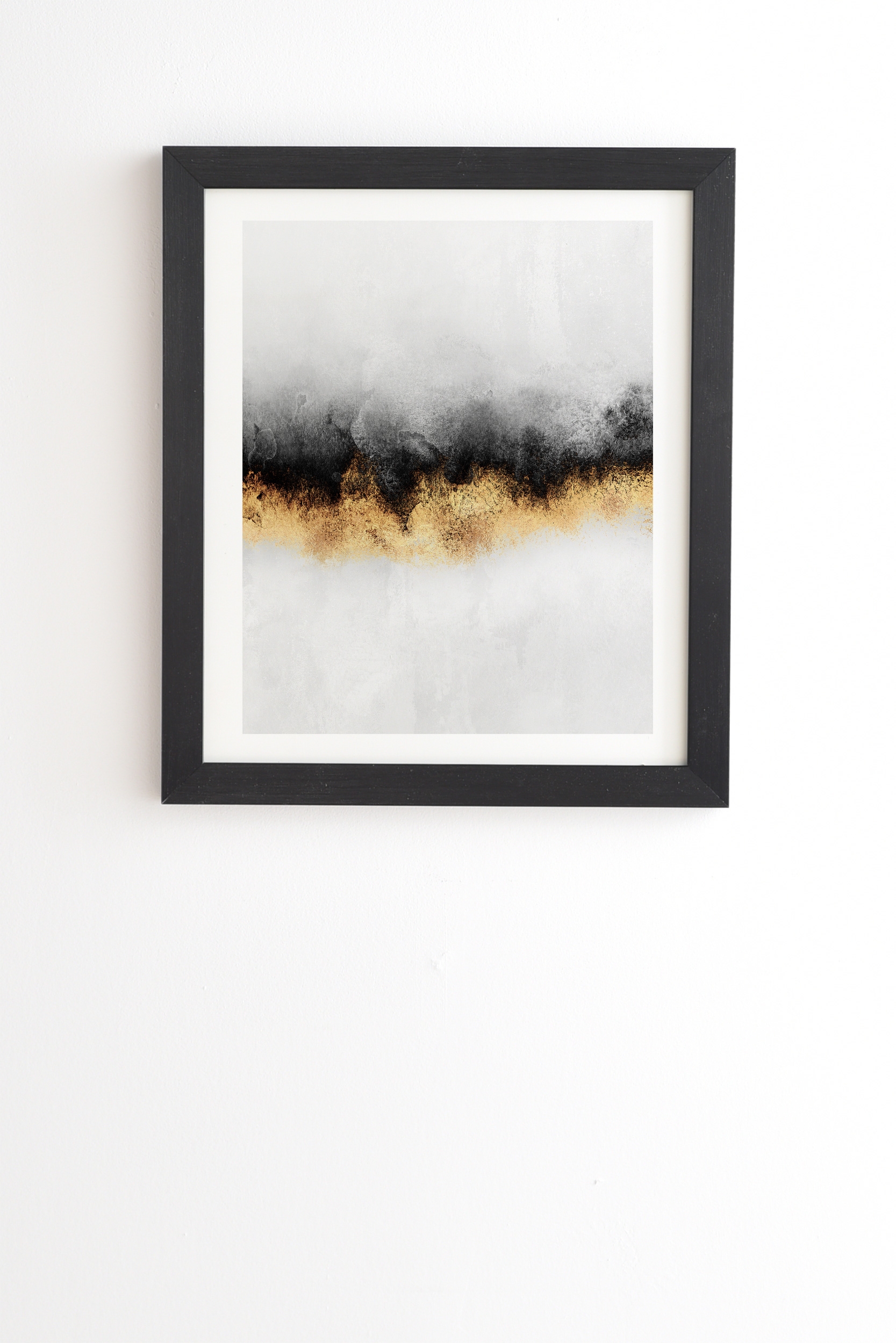 Black And Gold Sky by Elisabeth Fredriksson - Framed Wall Art Basic Black 12" x 12" - Image 0