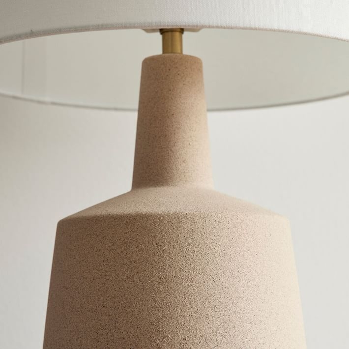 Wood And Ceramic Table Lamp, Large, Sand & Burnt Wax - Image 2