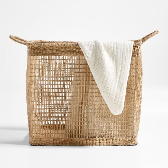 Rybak Large Rectangular Woven Decorative Blanket Basket - Image 0