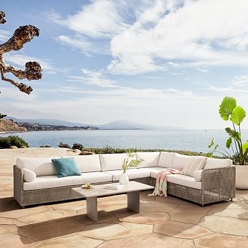 Coastal Outdoor 131 in 4-Piece L-Shaped Sectional, Silverstone - Image 1