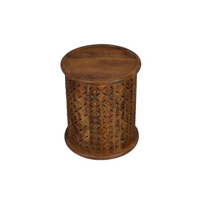 Opress Solid Wood Tray Top Drum End Table - Image 1